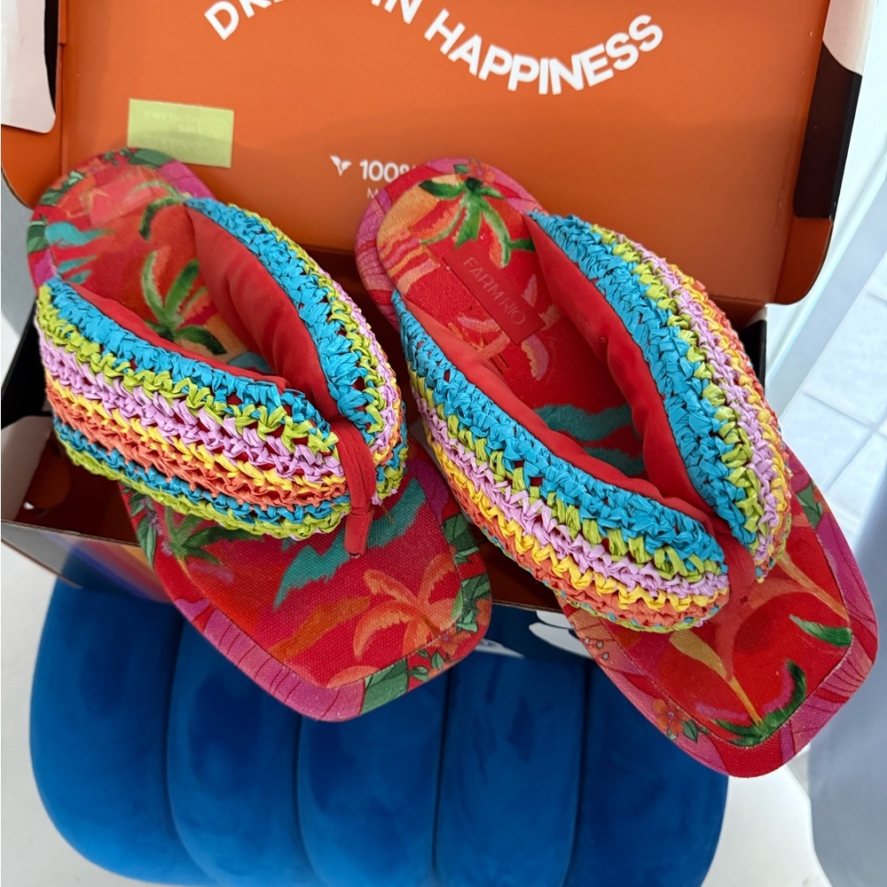 Farm Rio flip flop puffy